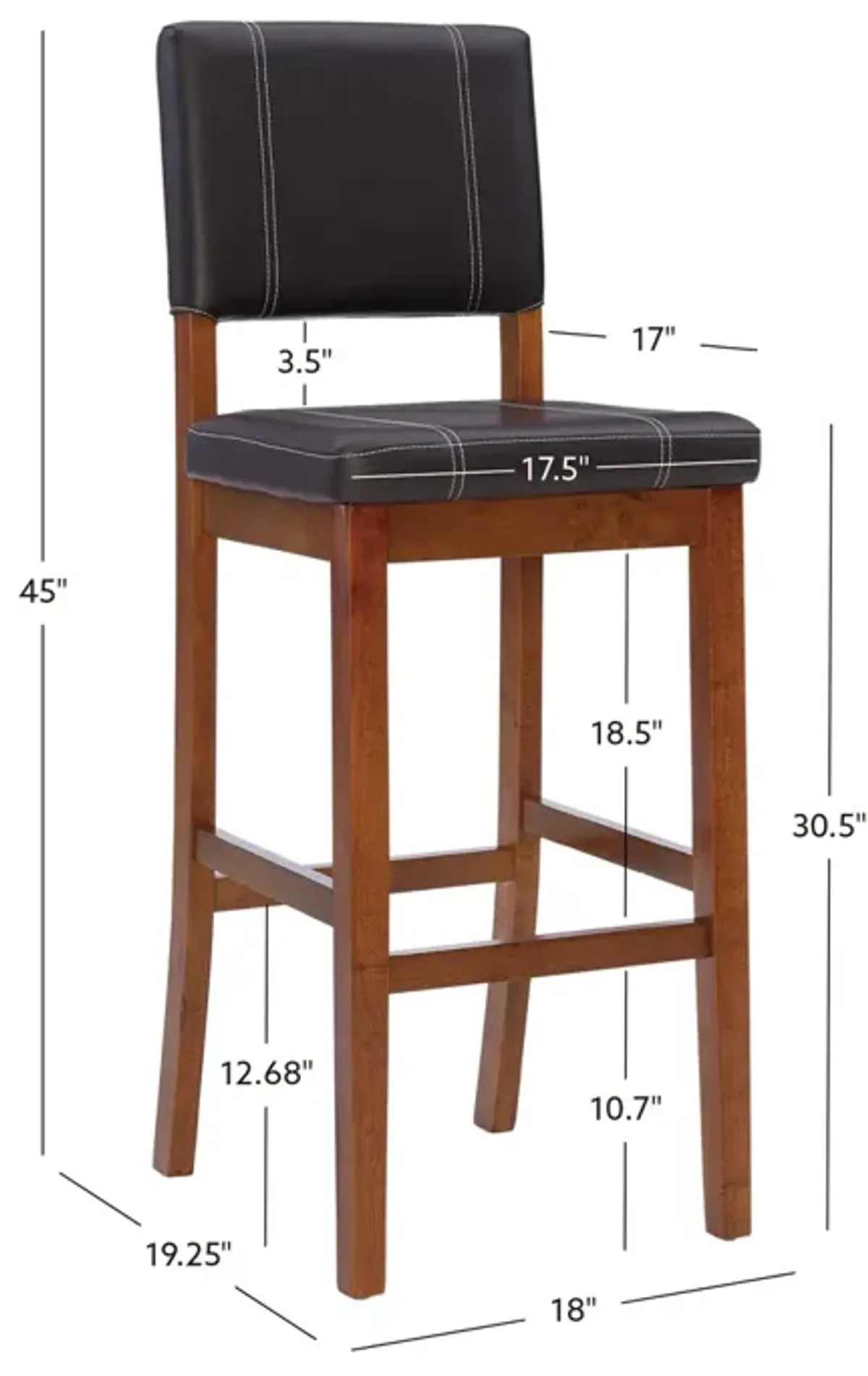 Linon 30 Inch Milano Bar Stool Brown