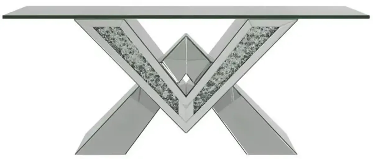 Coaster Taffeta Glass Top Mirrored Acrylic Coffee Table Silver