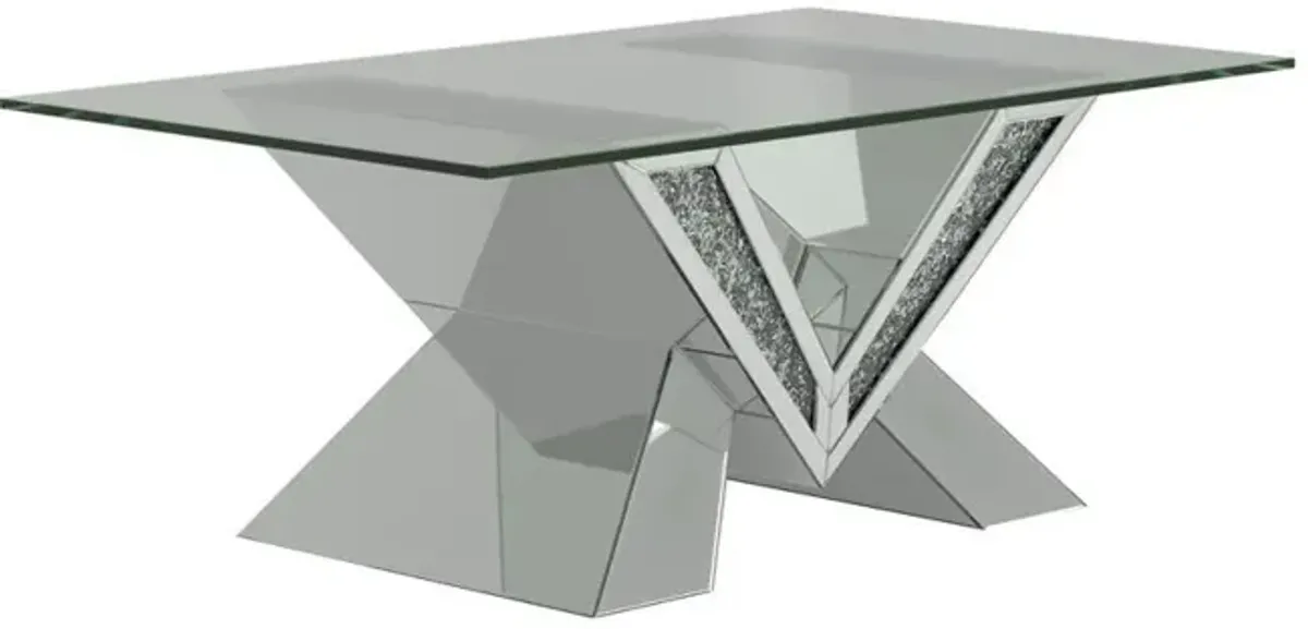 Coaster Taffeta Glass Top Mirrored Acrylic Coffee Table Silver