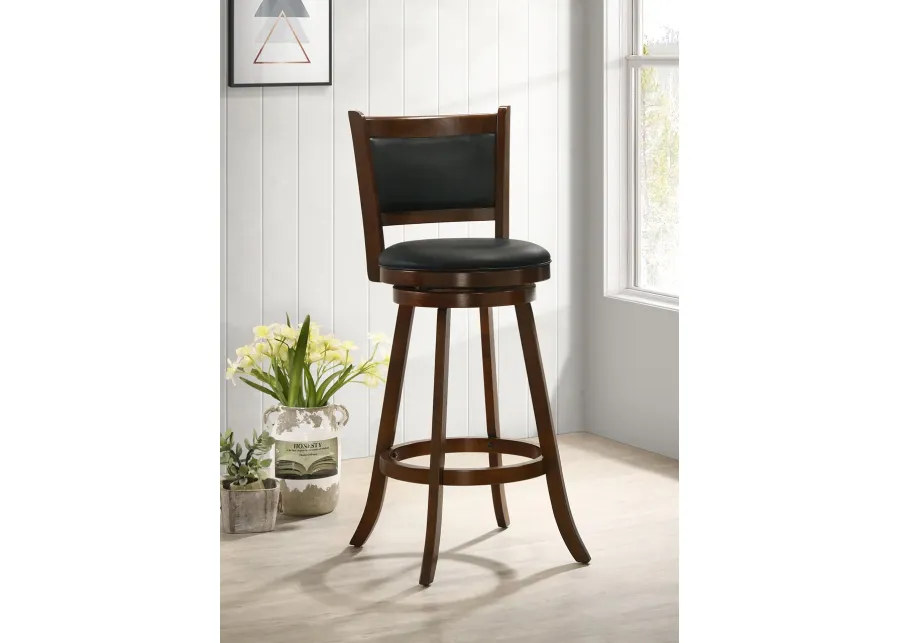 TRANSITIONAL CHESTNUT/BLACK SWIVEL BAR STOOL