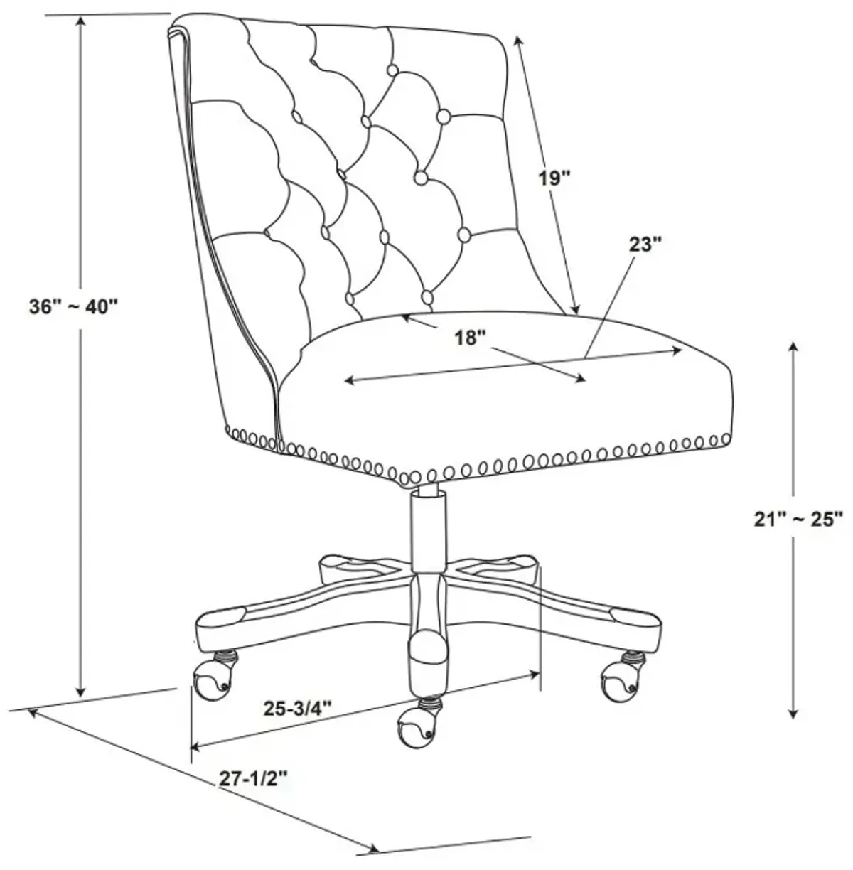 Linon Della Light Gray Home Office Desk Chair