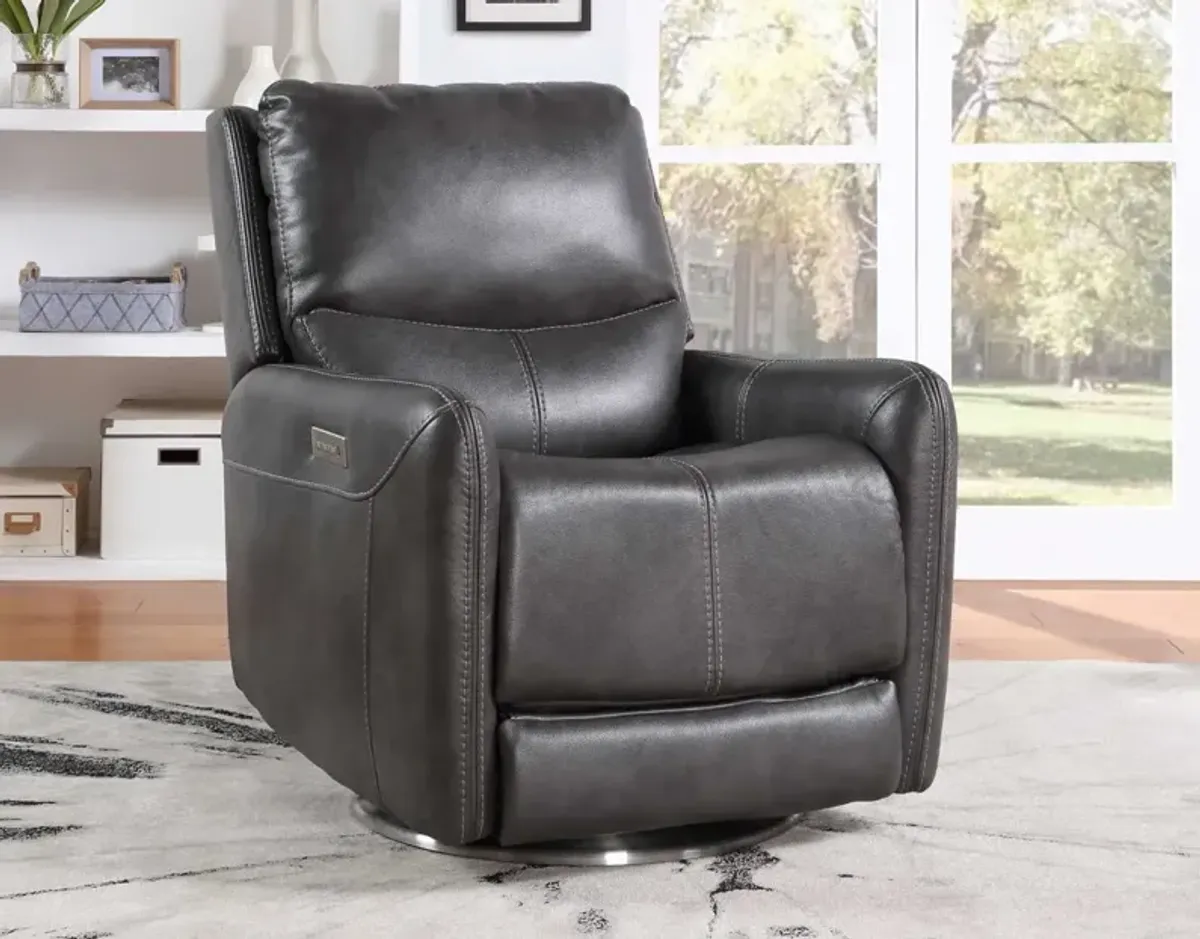 Steve Silver Athens Charcoal Triple-Power Swivel Motion Recliner Chair