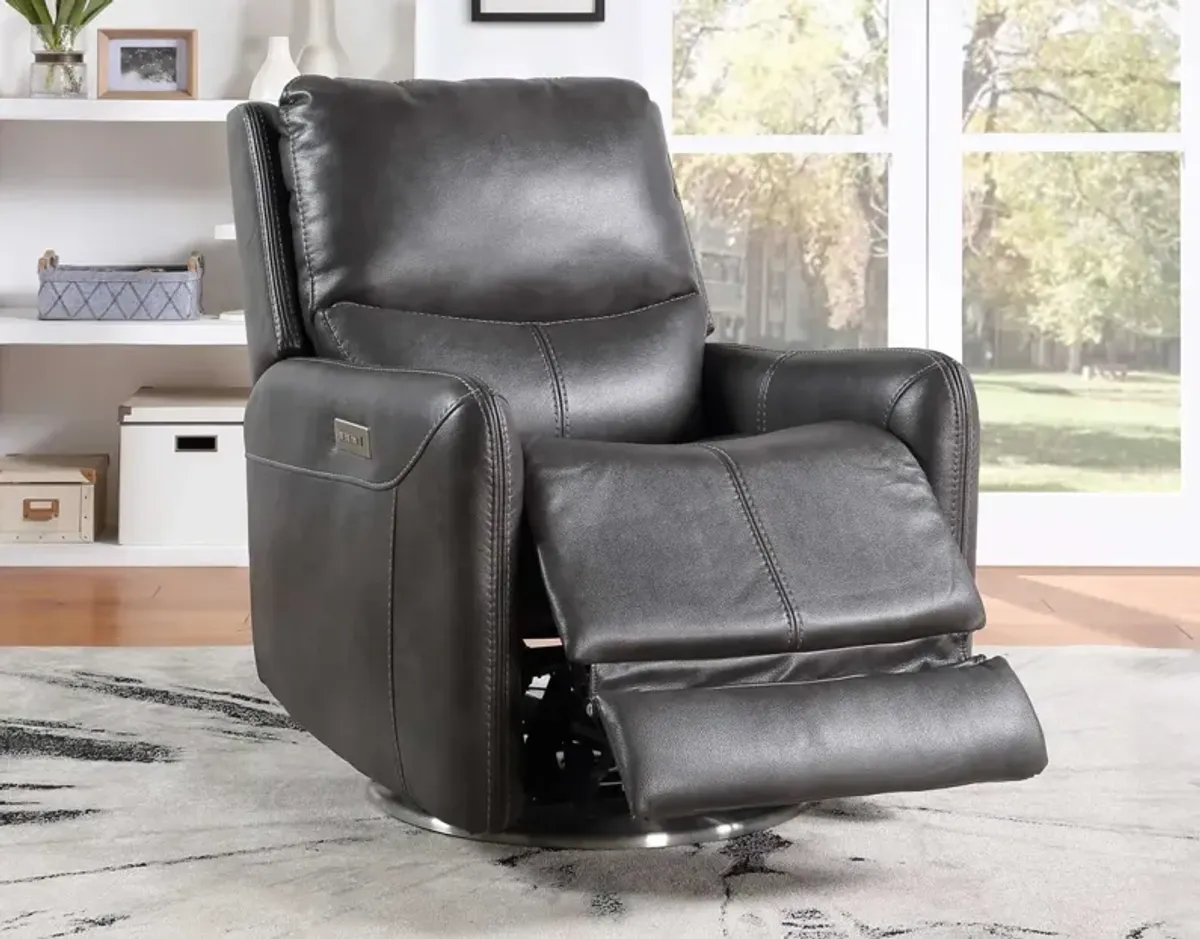 Steve Silver Athens Charcoal Triple-Power Swivel Motion Recliner Chair