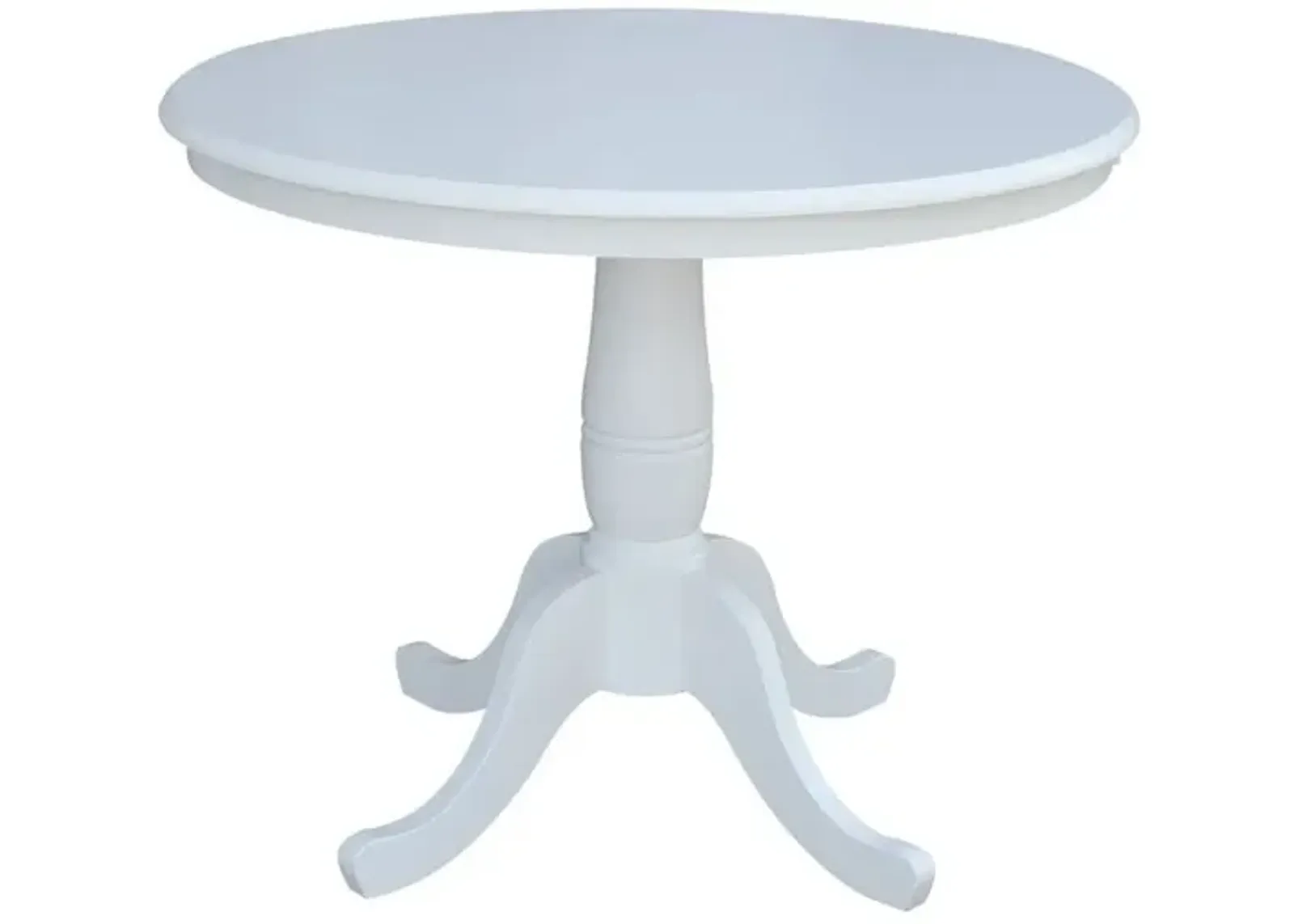 John Thomas Dining Essentials 36 Inch Round Table Top with 30 Inch Traditional Pedestal Base in Pure White