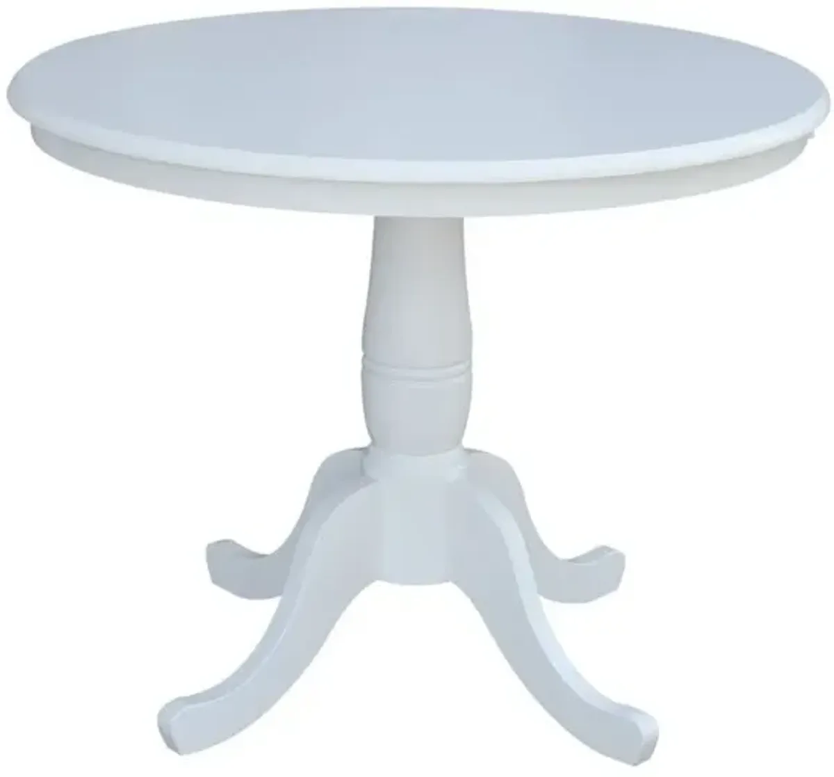 Dining Essentials 36 Inch Round Table Top with 30 Inch Traditional Pedestal Base in Pure White