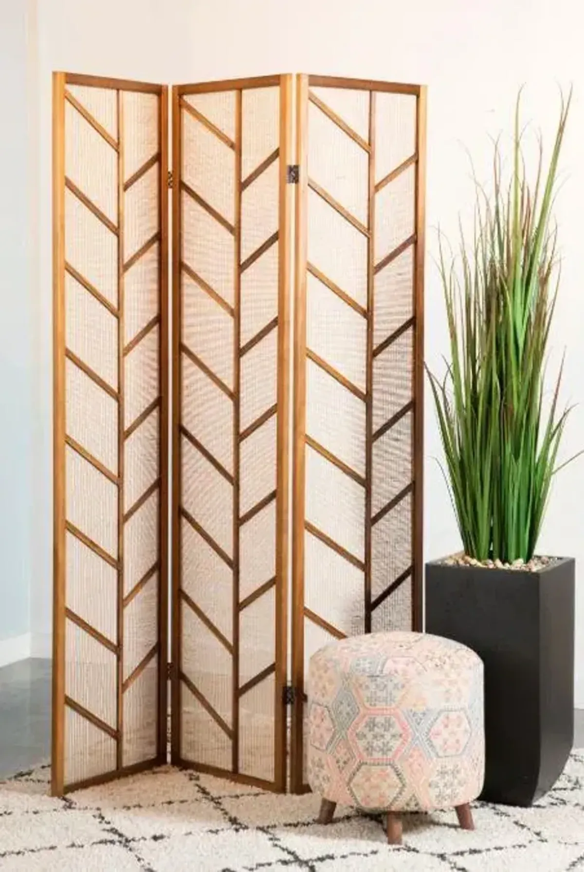 Coaster 3-Panel Room Divider Tan Jute/Walnut