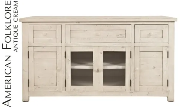 Jofran American Folklore 60 Inch Antique Cream Antique Cream Media Entertainment TV Stand