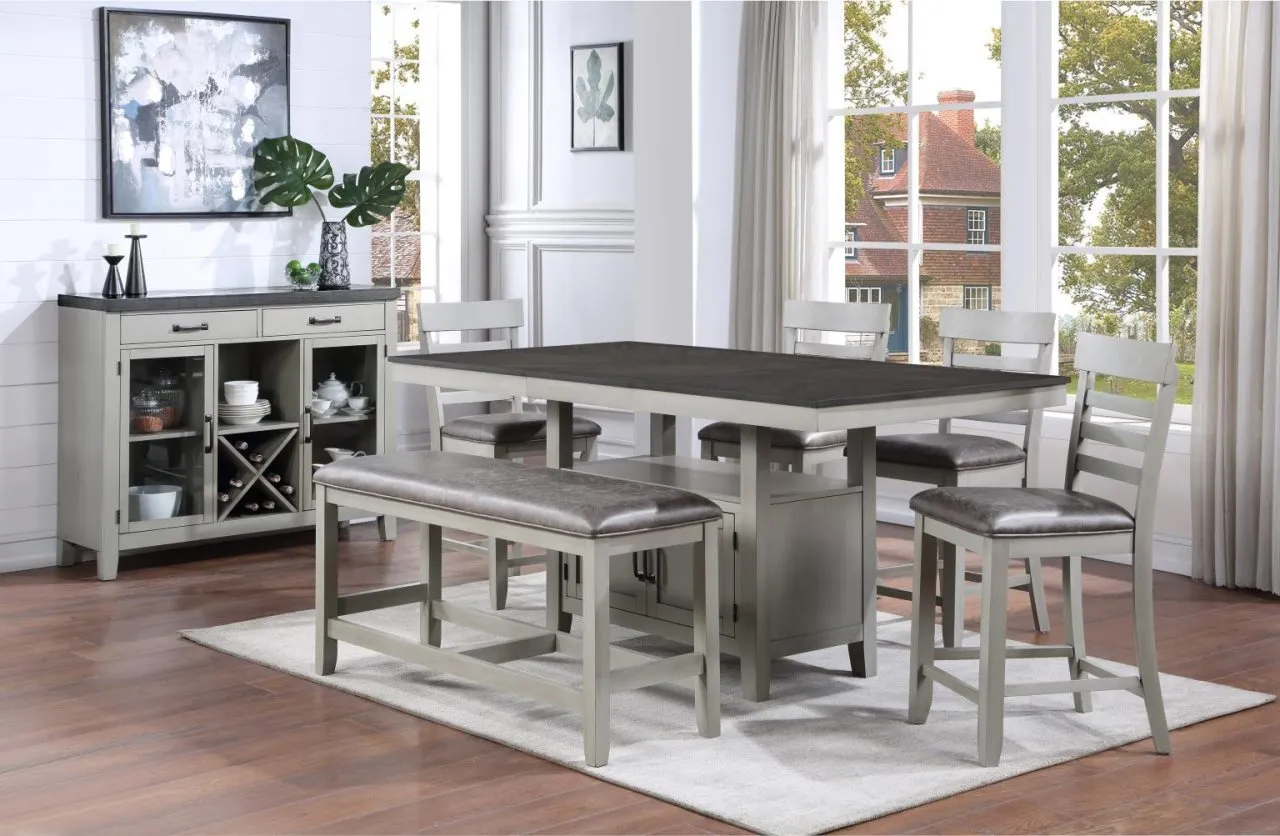 6 PIECE SET (TABLE+4 SIDE CHAIRS+ BENCH) HYLAND