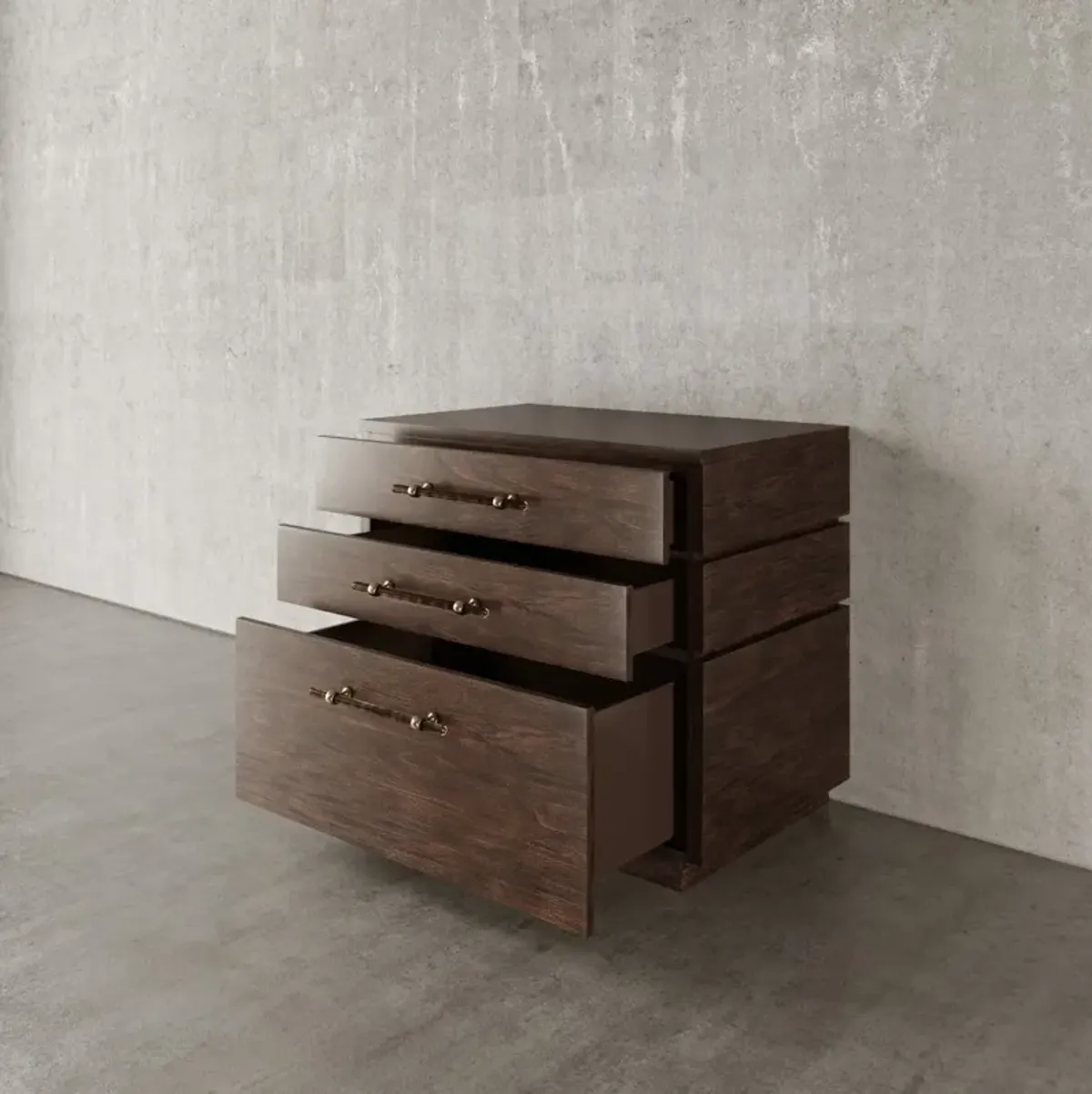 Casa Inspirata Mattone Lateral File in Brunette Dark Brown Wood Finish