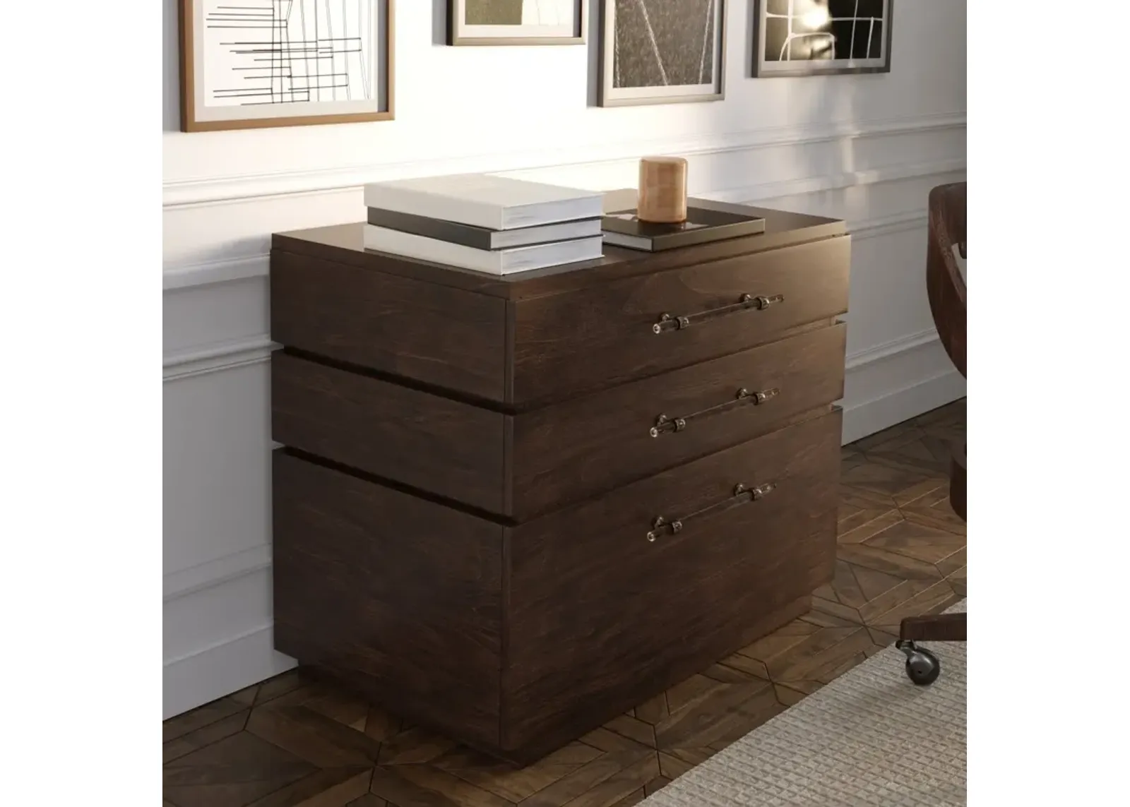 Mattone Lateral File In Brunette Dark Brown Wood Finish