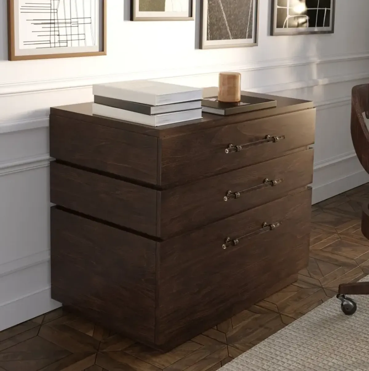 Casa Inspirata Mattone Lateral File in Brunette Dark Brown Wood Finish