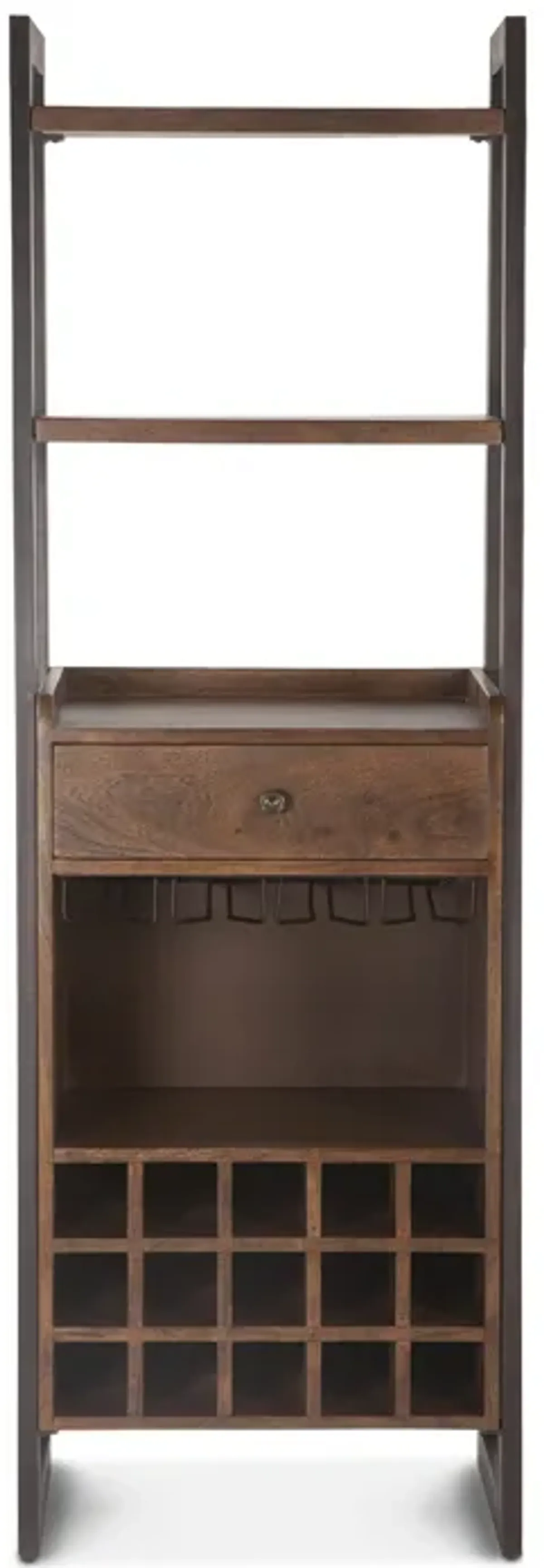 Home Trends Design Mozambique 56-Inch Acacia Wood Bar Cabinet in Walnut Finish