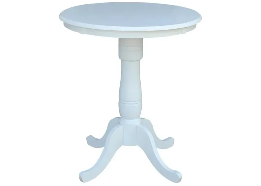 DINING ESSENTIALS 30" ROUND TABLE TOP WITH 36" TRADITIONAL PEDESTAL BASE WITH EXTENSION IN PURE WHITE