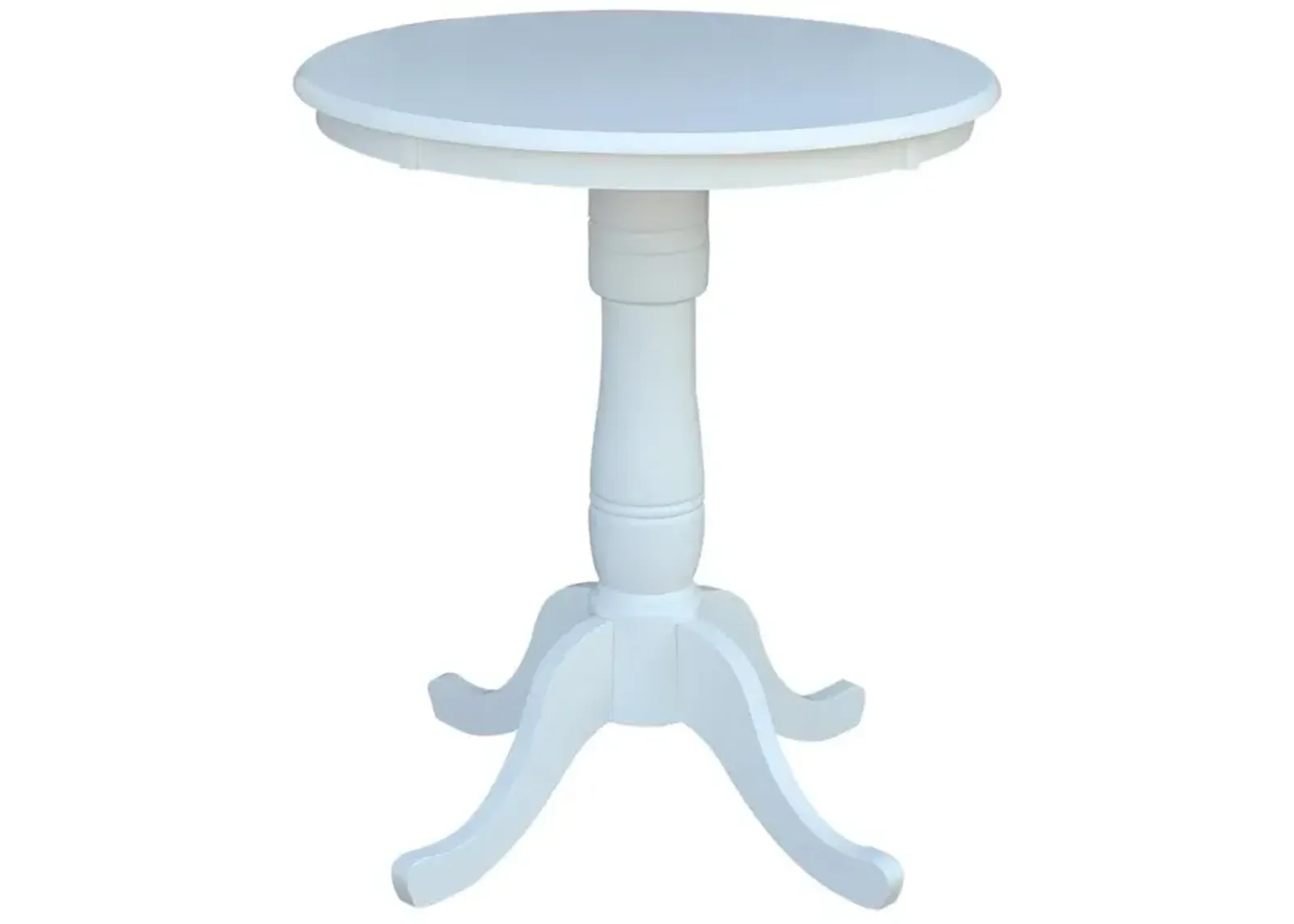 John Thomas Dining Essentials 30 Inch Round Table Top with 36 Inch Traditional Pedestal Base with Extension in Pure White