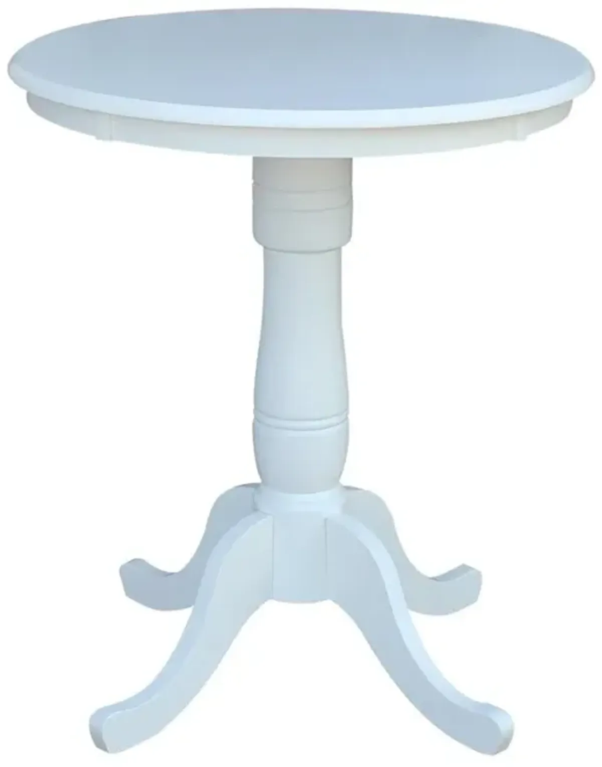 John Thomas Dining Essentials 30 Inch Round Table Top with 36 Inch Traditional Pedestal Base with Extension in Pure White