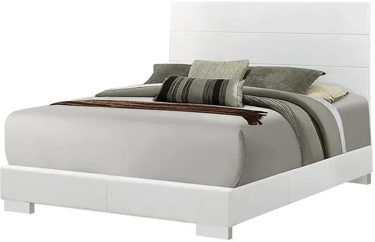 Coaster Felicity Wood King Panel Bed White High Gloss