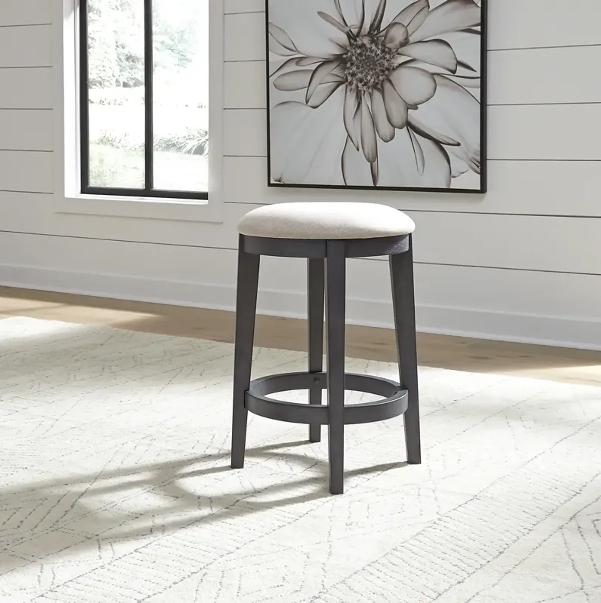 Liberty Furniture Ocean Isle Slate with Weathered Pine Upholstered Console Stool