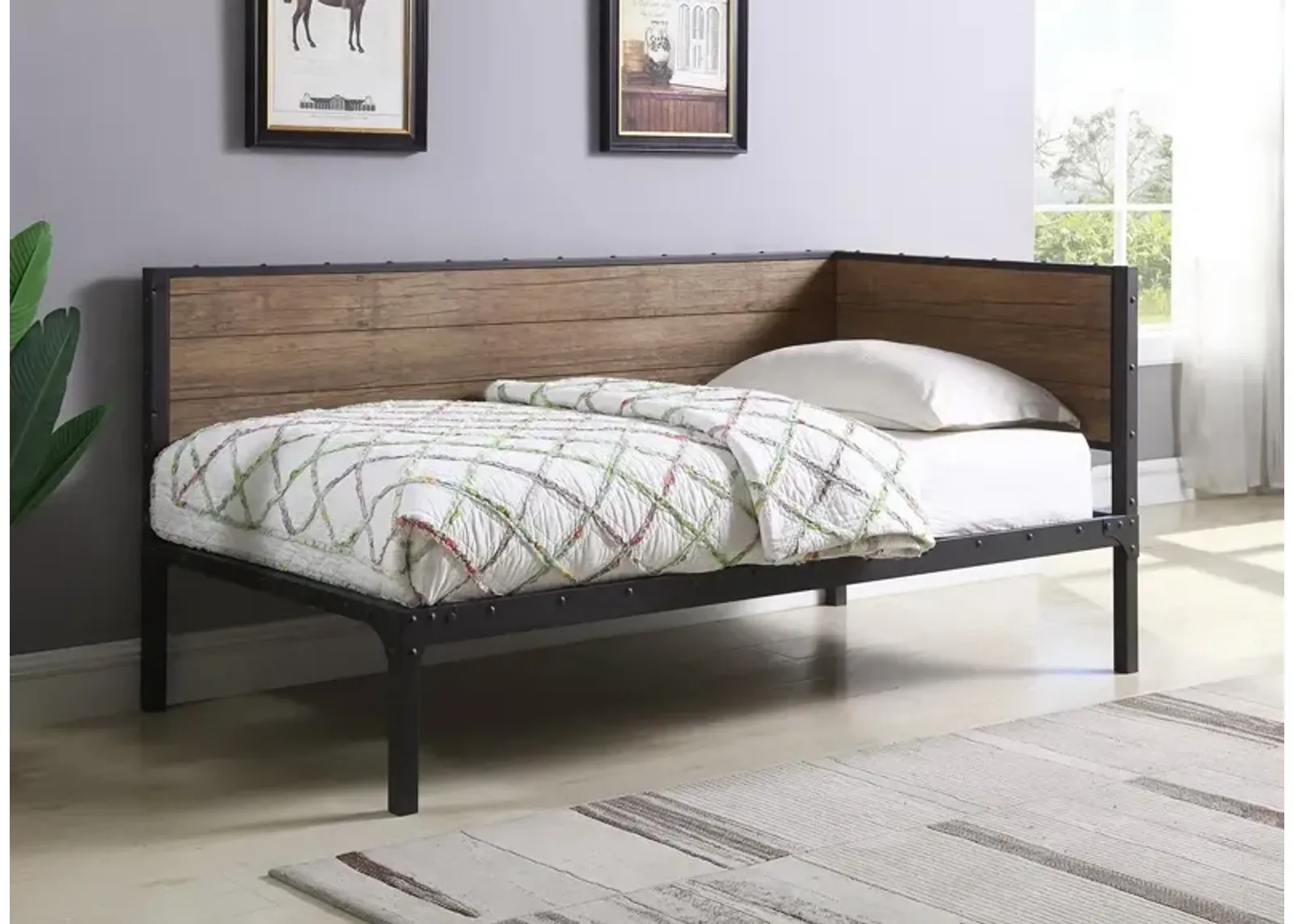 Coaster Getler Metal Twin Daybed Weathered Chestnut