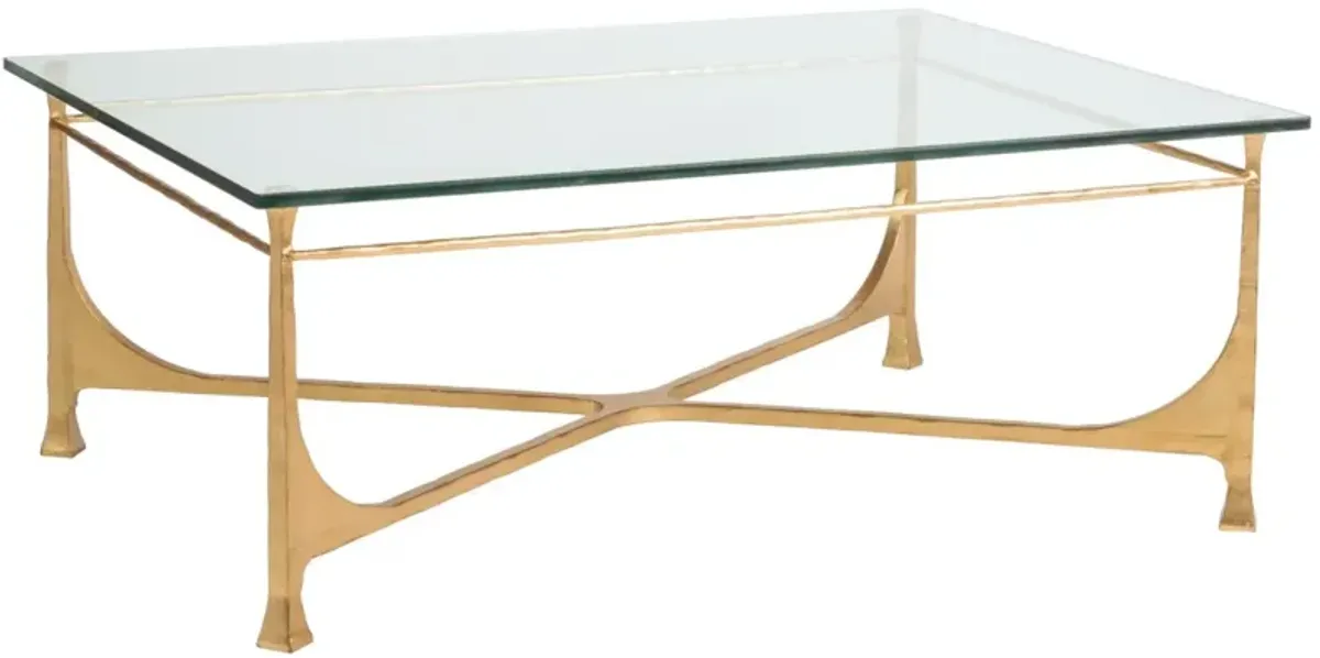 Artistica Home by Lexington Metal Designs Bruno 48 Inch Rectangular Metal Cocktail Table Gold Leaf/Clear