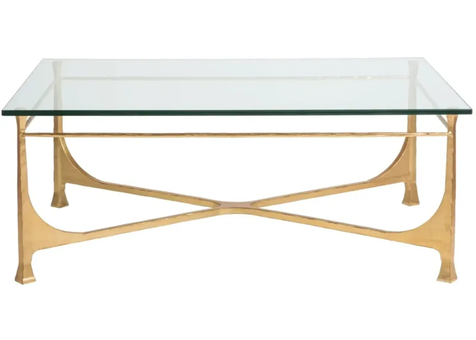 Artistica Home by Lexington Metal Designs Bruno 48 Inch Rectangular Metal Cocktail Table Gold Leaf/Clear