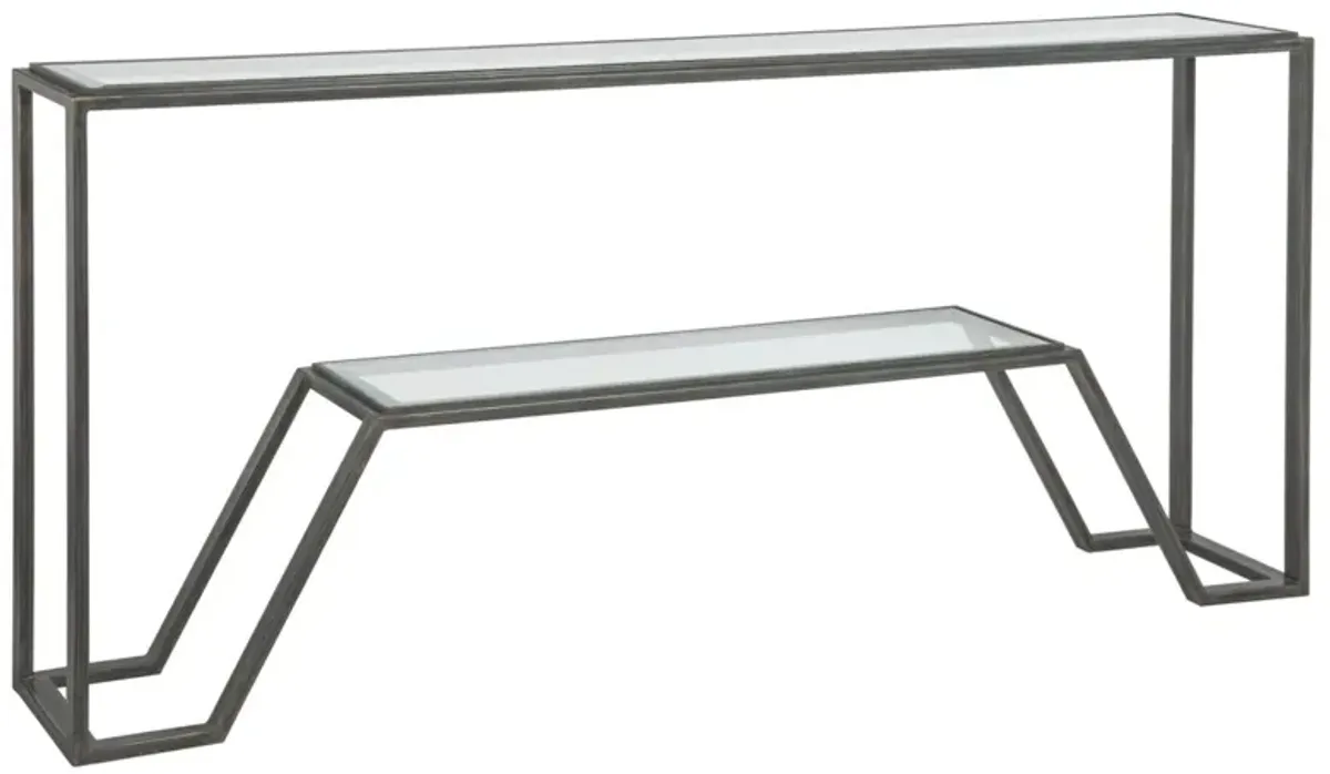 Artistica Home by Lexington Metal Designs Byron 73 Inch Modern Iron Gray/Clear Console Accent Table