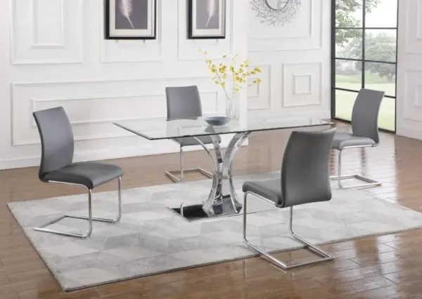 Chintaly Rebeca Contemporary Dining Set with Rectangular Glass Table & Chairs