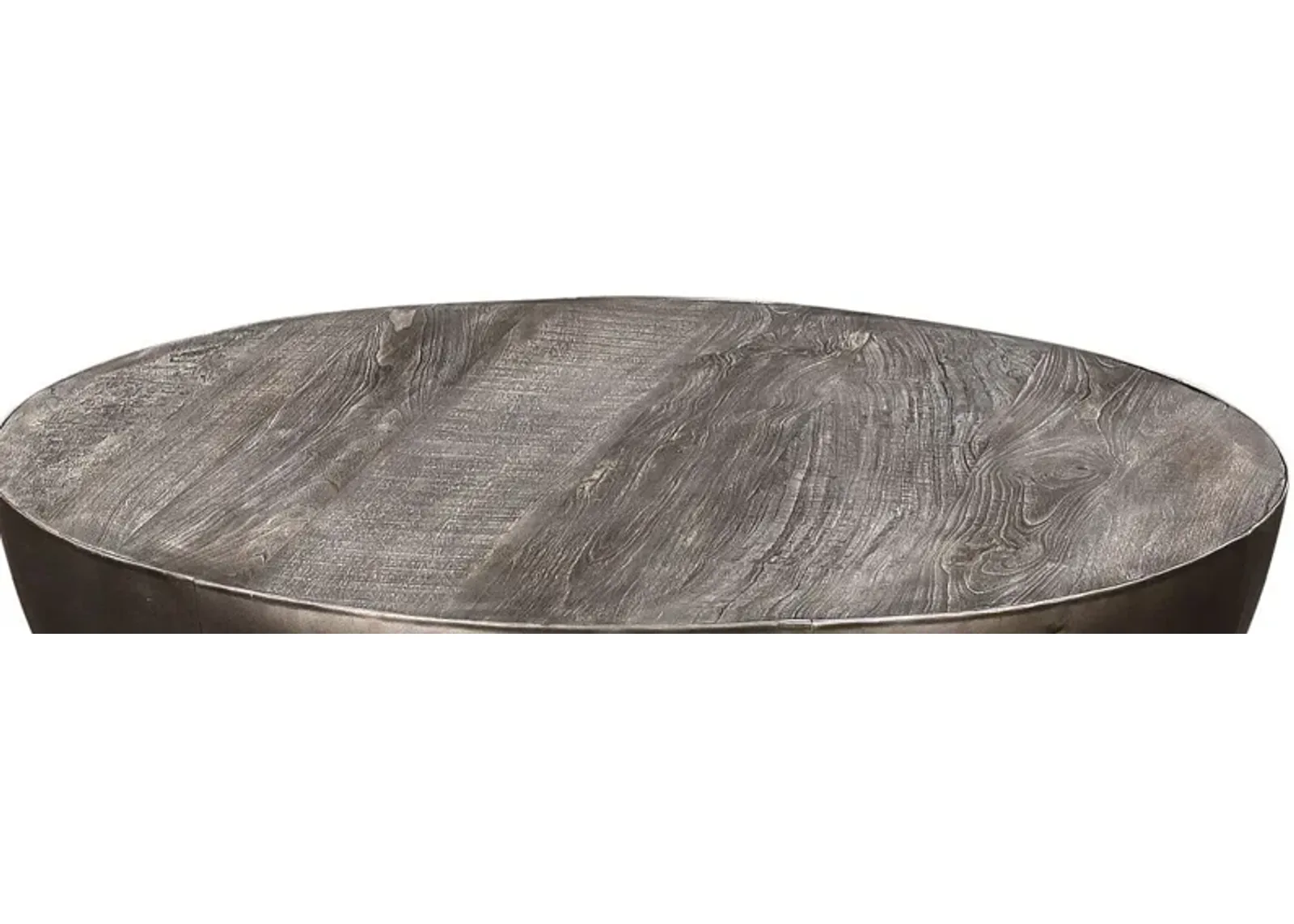 Crestview Bengal Manor Distressed Grey Drum Base Cocktail Table