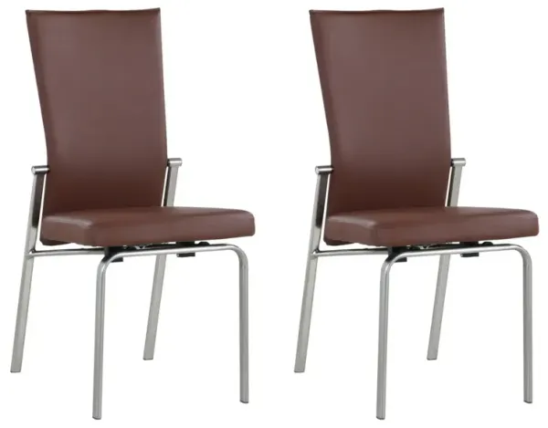 Chintaly Molly Brown Contemporary Motion-Back Side Chair with Brushed Steel Frame