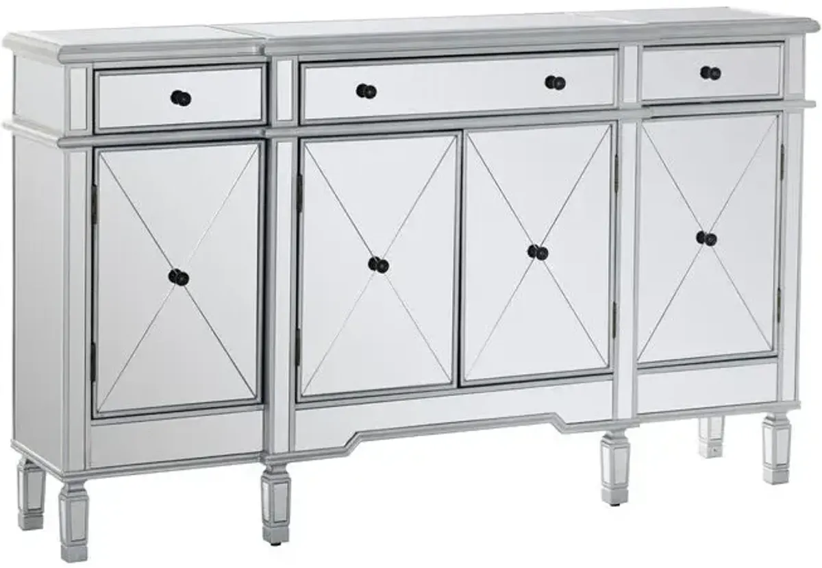 Powell Mirrored 3-Drawer 4-Door Sideboard Console Table