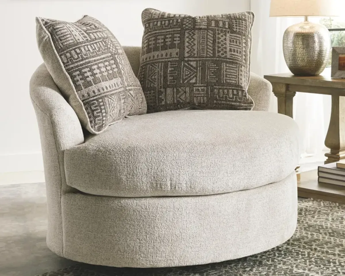 Ashley Soletren Beige Swivel Oversized Barrel Chair