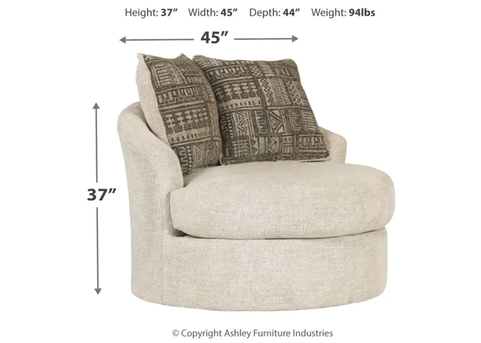 Ashley Soletren Beige Swivel Oversized Barrel Chair