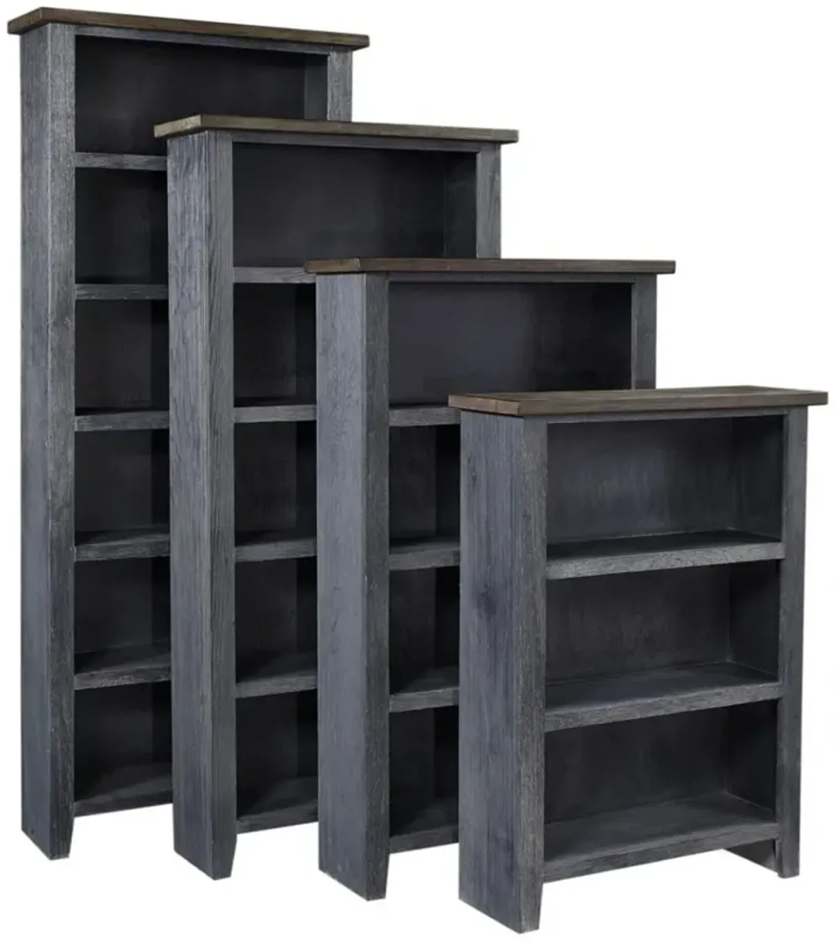 Aspenhome Eastport Drifted Black 60 Inch Bookcase with 3 Fixed Shelves
