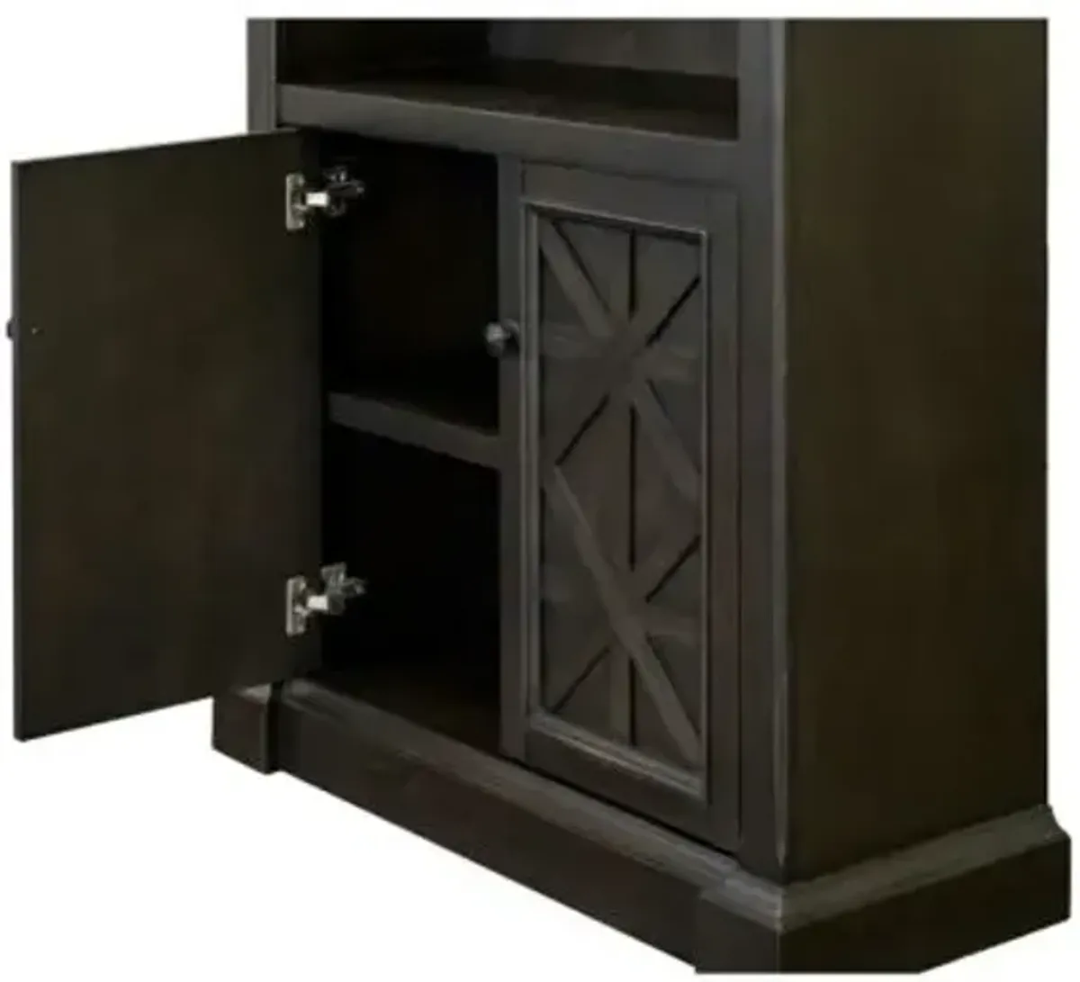 Martin Furniture Kingston Dark Chocolate Rub Through with Criss-Cross Detail Lower Door Bookcase
