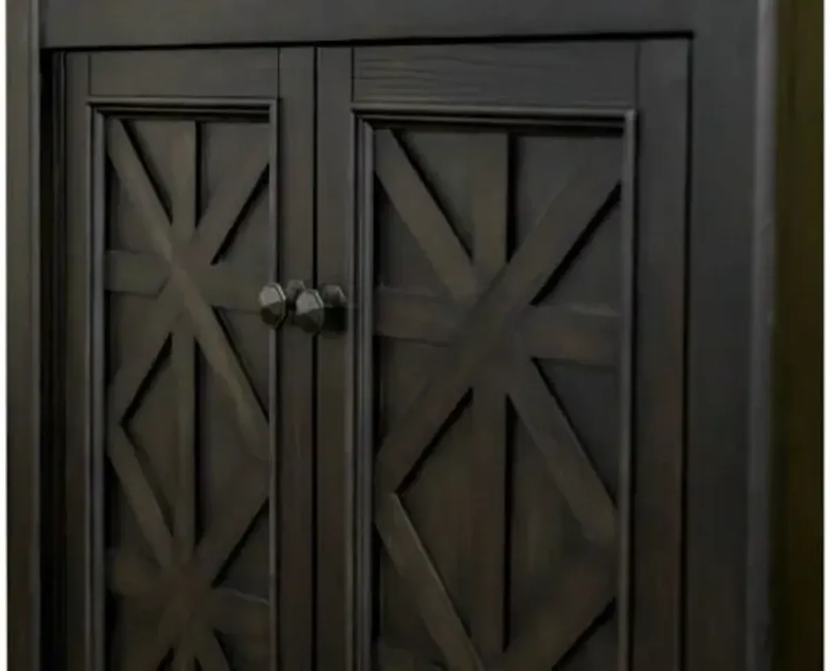 Martin Furniture Kingston Dark Chocolate Rub Through with Criss-Cross Detail Lower Door Bookcase