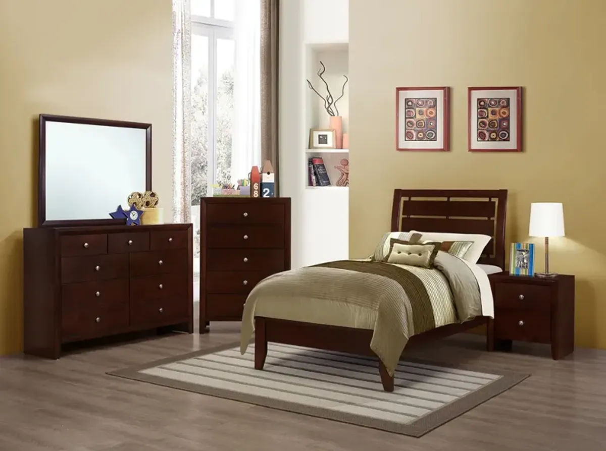 Serenity Wood Twin Panel Bed Rich Merlot