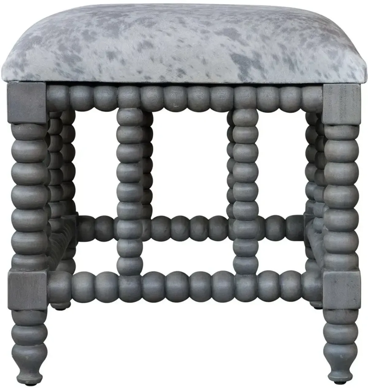 Uttermost Estes Light Gray/White Faux Cow Hide Small Bench