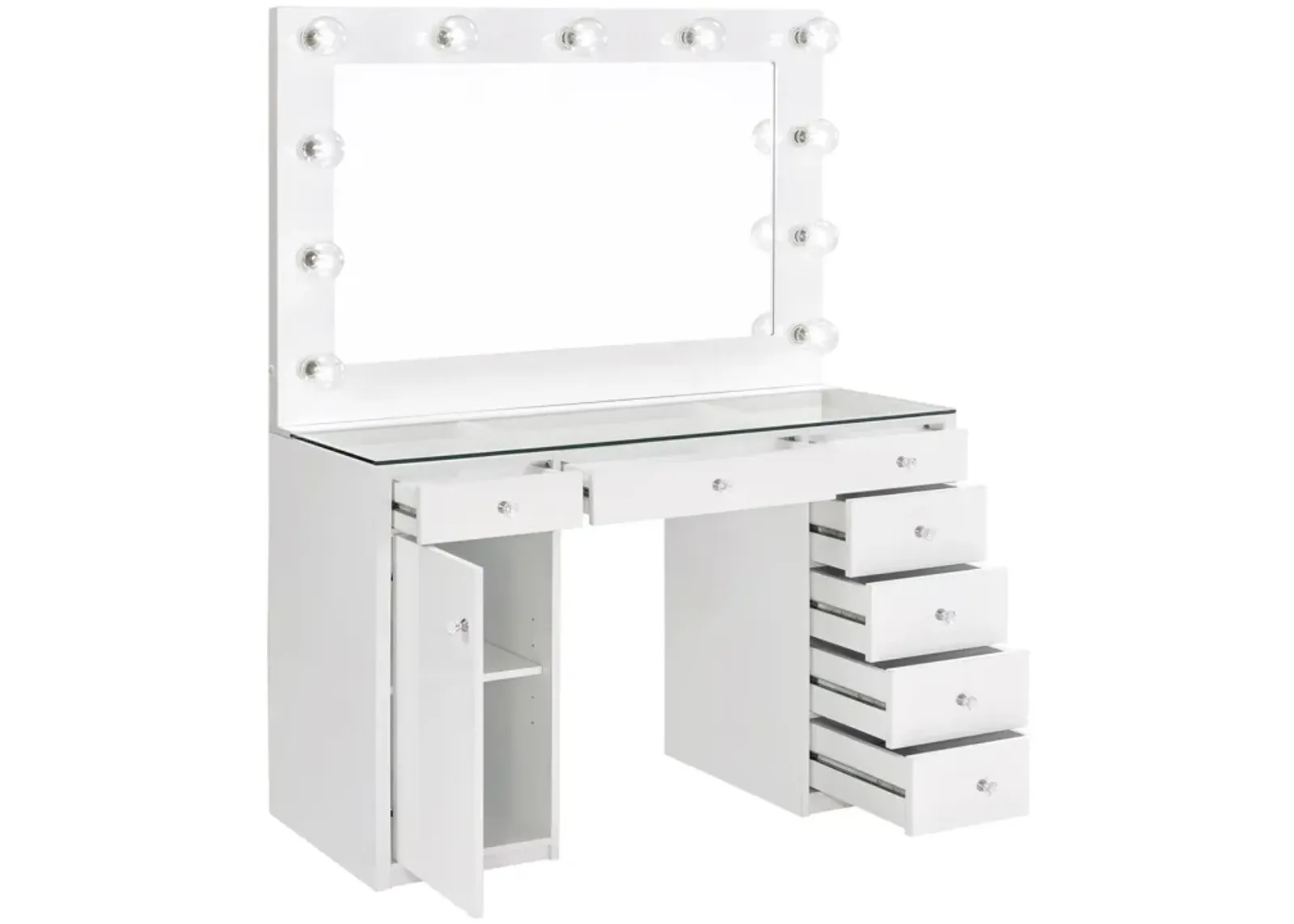 Coaster Acena 7-Drawer Vanity Set with Lighting White High Gloss