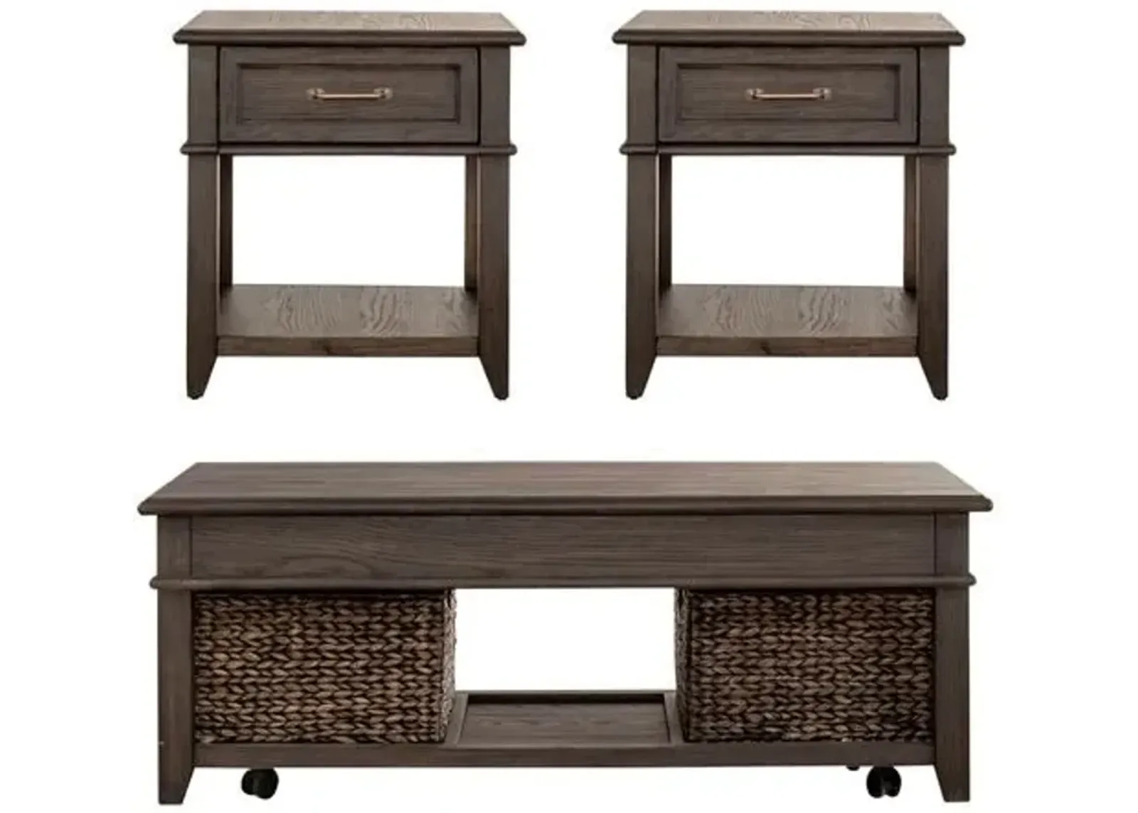 Liberty Furniture Mill Creek 3-Piece Peppercorn Living Room Occasional Table Set