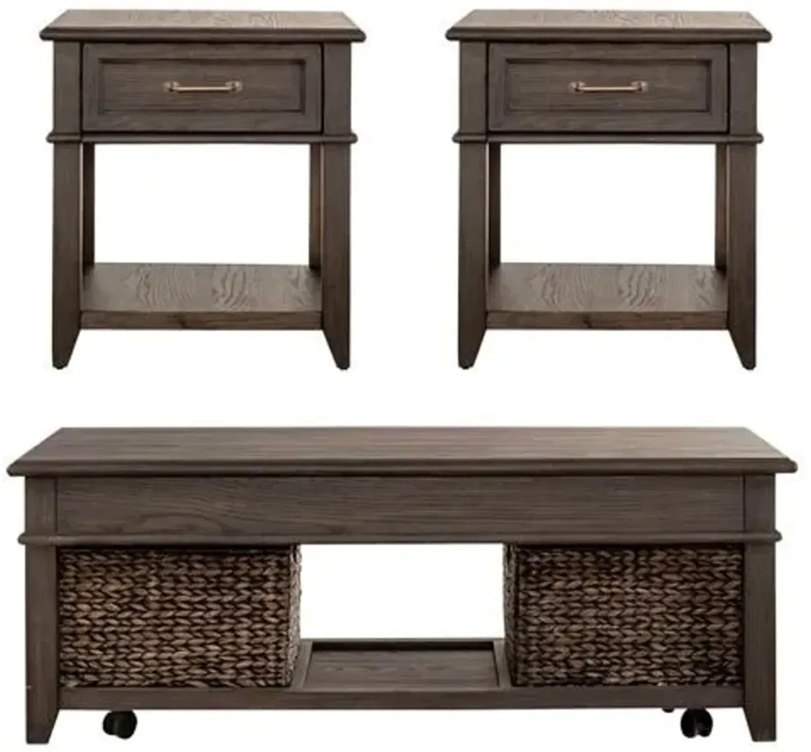 Liberty Furniture Mill Creek 3-Piece Peppercorn Living Room Occasional Table Set