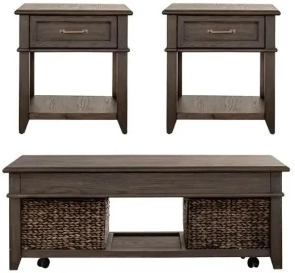 Liberty Furniture Mill Creek 3-Piece Peppercorn Living Room Occasional Table Set