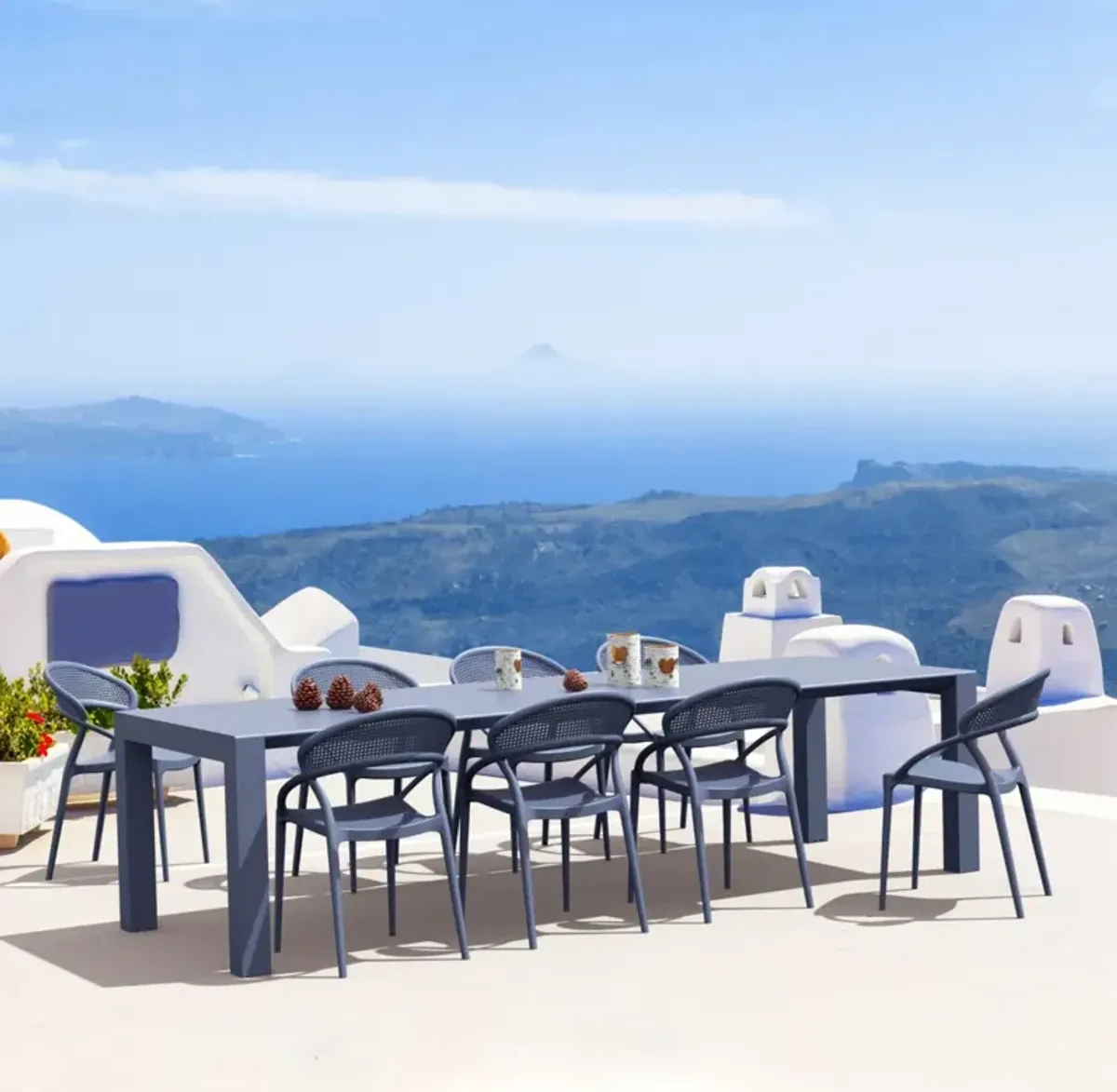 Compamia Sunset Extendable Outdoor Dining Set 9-Piece Dark Gray