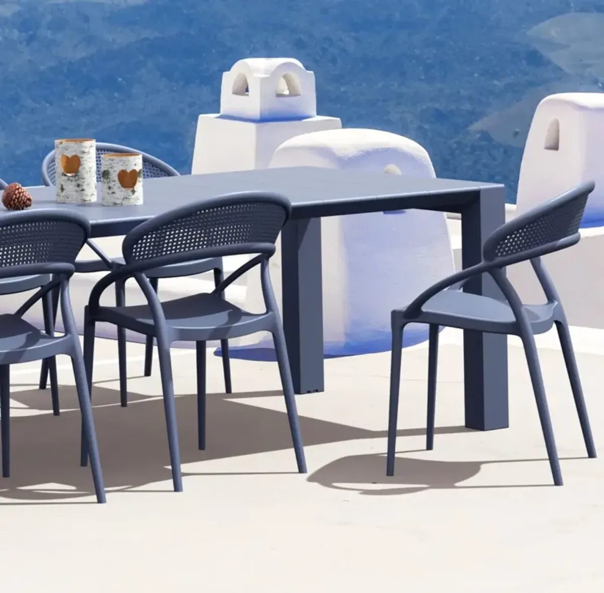 Compamia Sunset Extendable Outdoor Dining Set 9-Piece Dark Gray