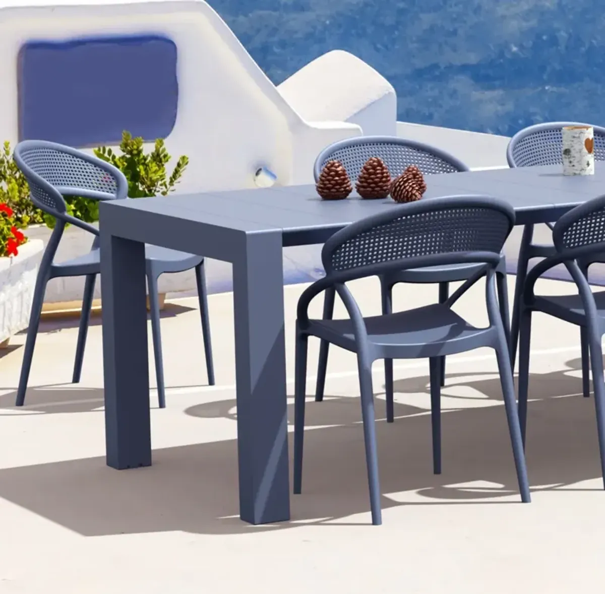 Compamia Sunset Extendable Outdoor Dining Set 9-Piece Dark Gray