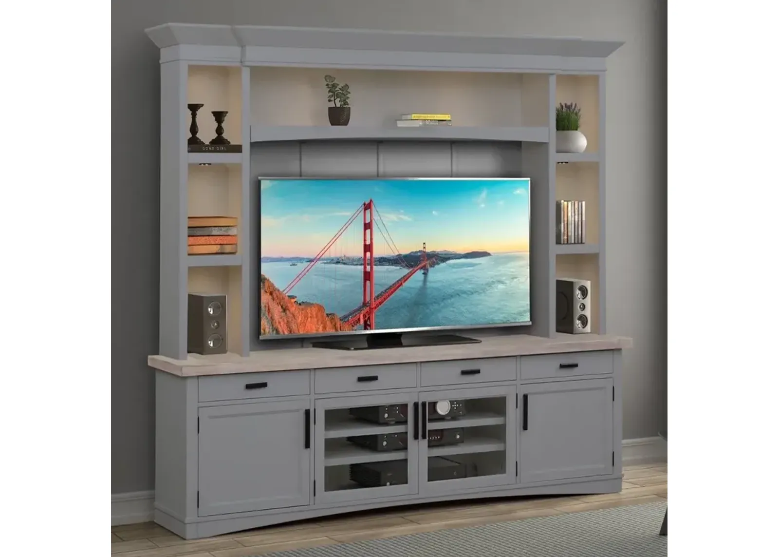 Parker House Americana Modern Collection Dove 92 Inch Media Entertainment Center