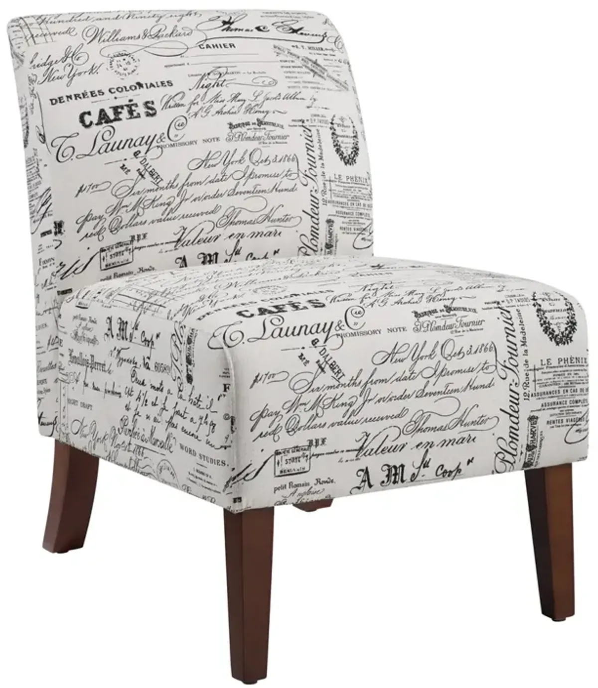 Linon Linen Script Lily Armless Chair