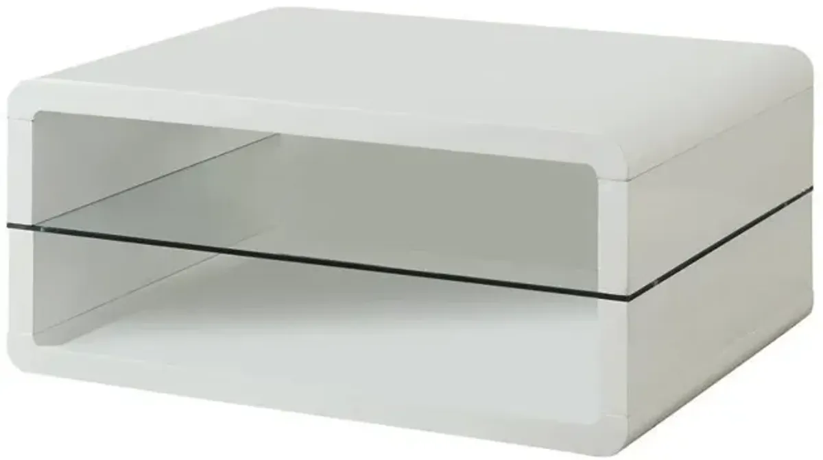 Elana 1-Shelf Rectangular Coffee Table White High Gloss