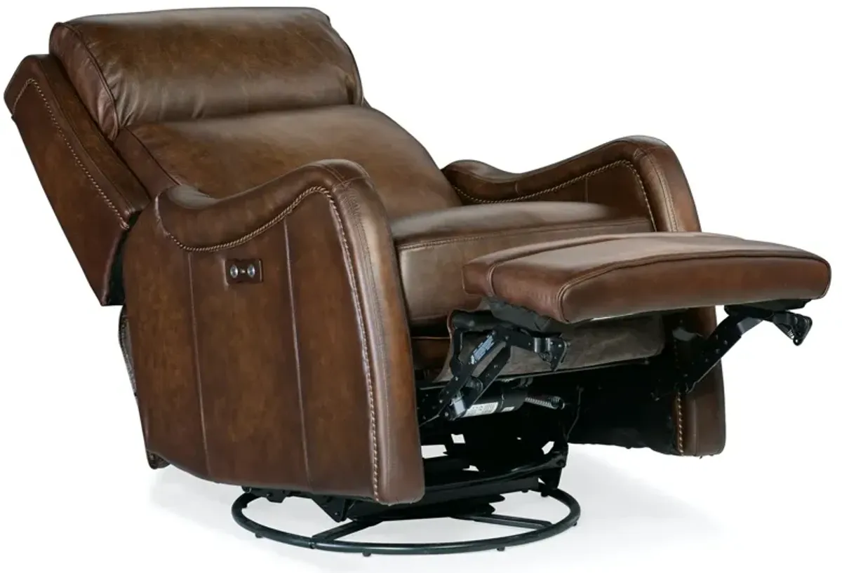 Hooker Furniture Stark Brindisi San Marco Leather Power Swivel Glider Recliner