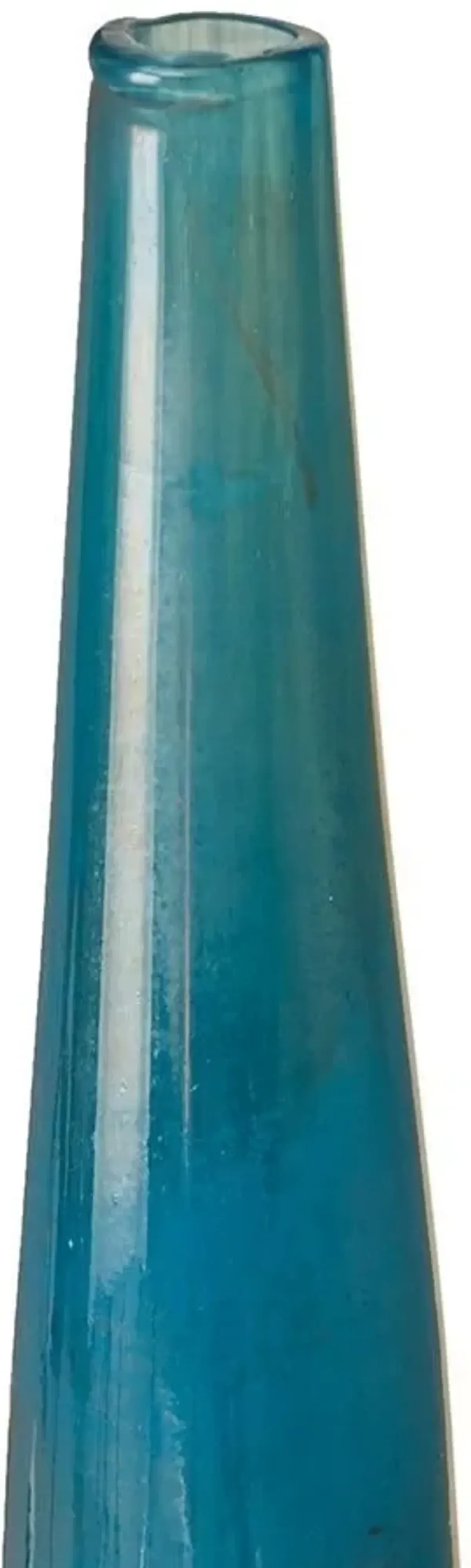 Olliix Madison Park Signature Blue Metal Aurora Handmade Rainbow Glass Vase- Set of 3