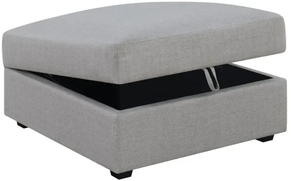 Coaster Cambria Square Upholstered Storage Ottoman Grey