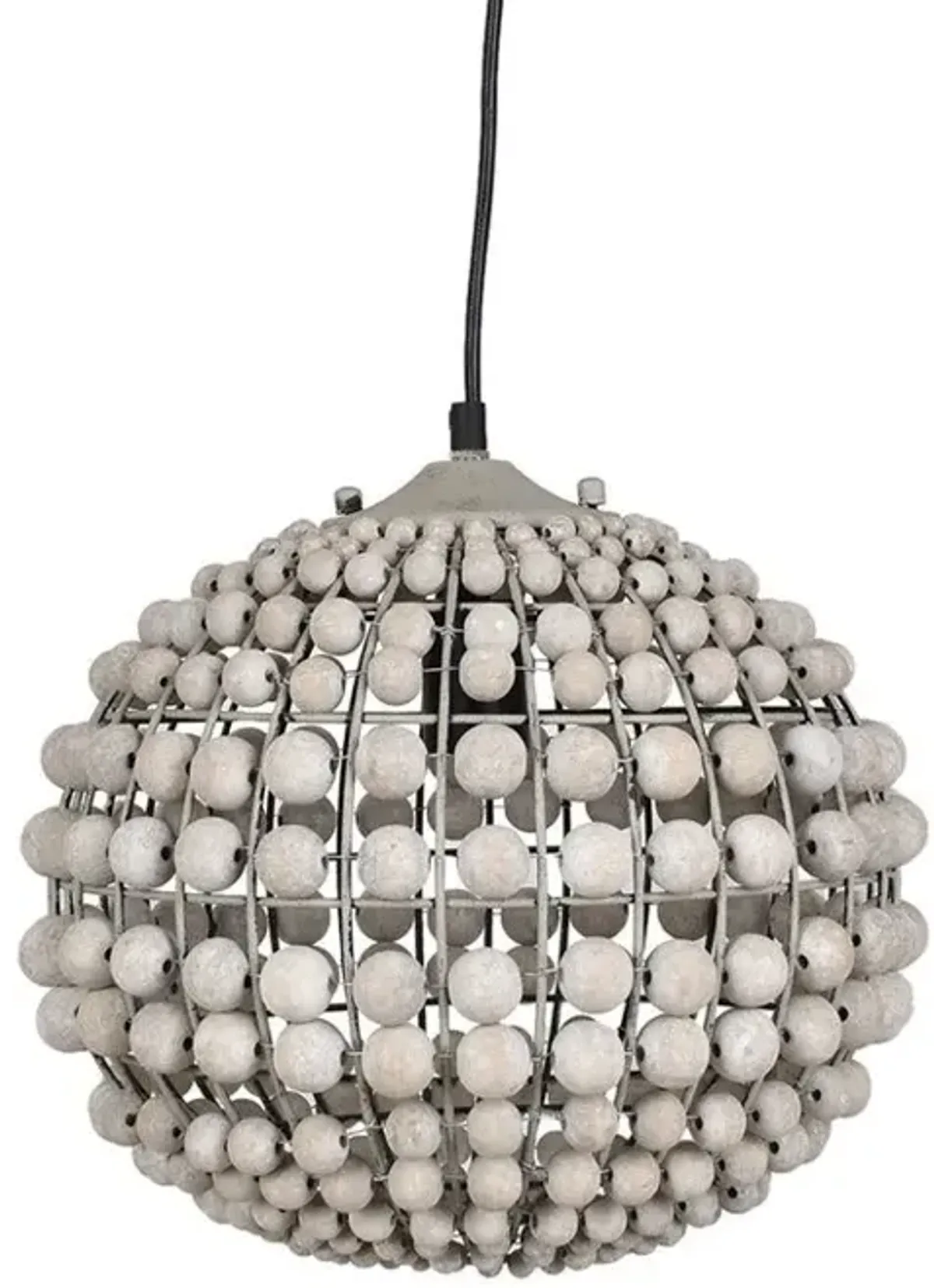 Crestview Lauren Pendant White Washed Wood & Grey Washed Metal Pendant